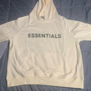 Essentials Fear of God Puffprint Beige Men’s Large Pullover Hoodie